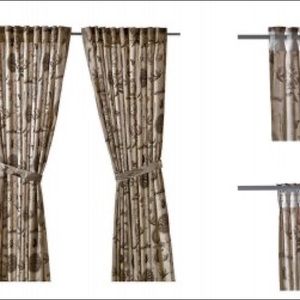 IKEA bug (2 panels) BLÅVINGE Blavinge curtains tie-back brown botanical print
